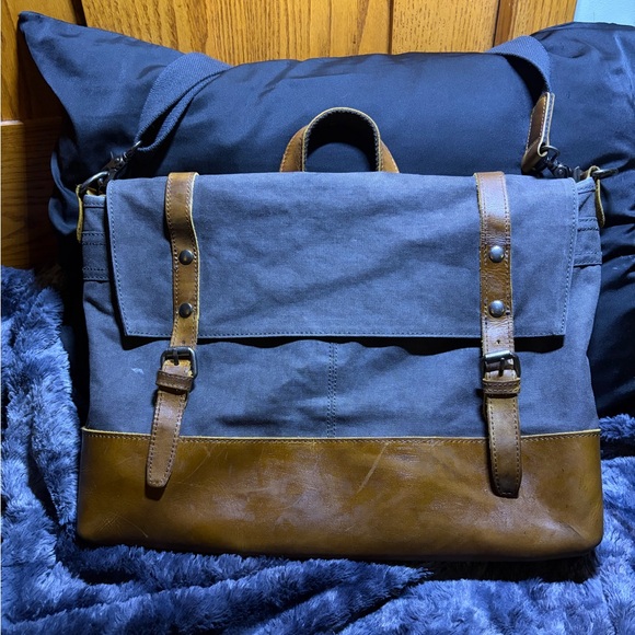 Stylish Blue and Brown Messenger Bag